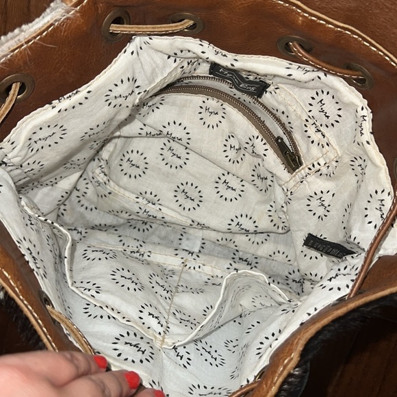 Myra Cowhide Leather and Hair Patterned Women's Backpack - Picture 6 of 8